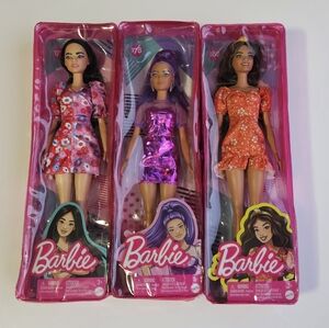 3 new Mattel Barbie Fashionista dolls in original cases #177, #178, #182